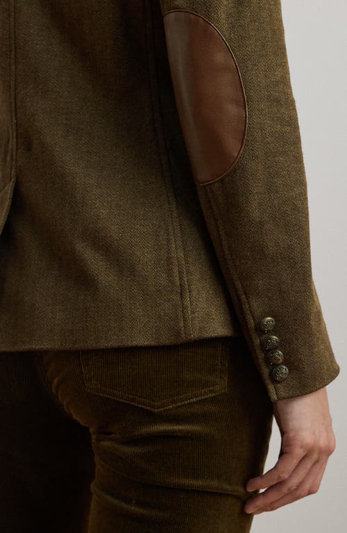 Shop Lauren Ralph Lauren Herringbone Jacquard Blazer In Botanic Green/circuit Brown