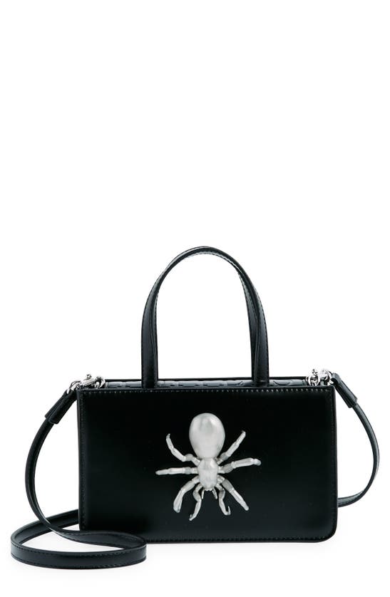 Puppets And Puppets Small Spider Faux Leather Handbag In Black