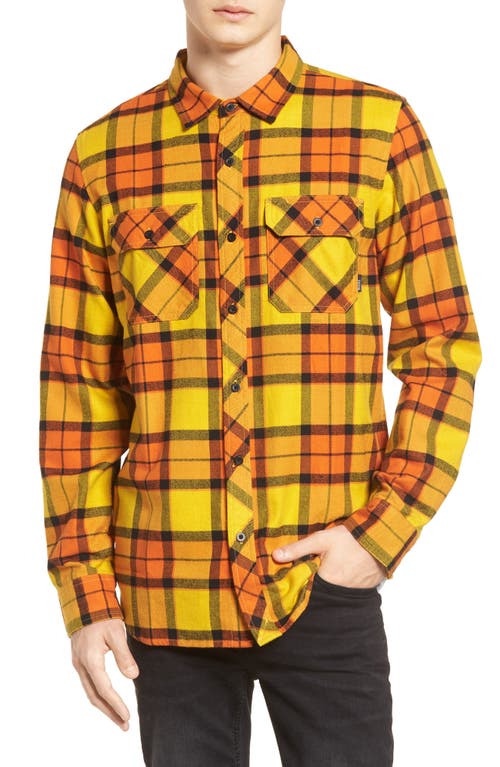 TAVIK 'Vincent' Brushed Plaid Flannel Shirt in Mustard Yellow/Orange 