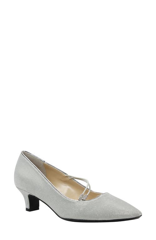 Idenah Pointed Toe Pump in Silver Glitter Fabric