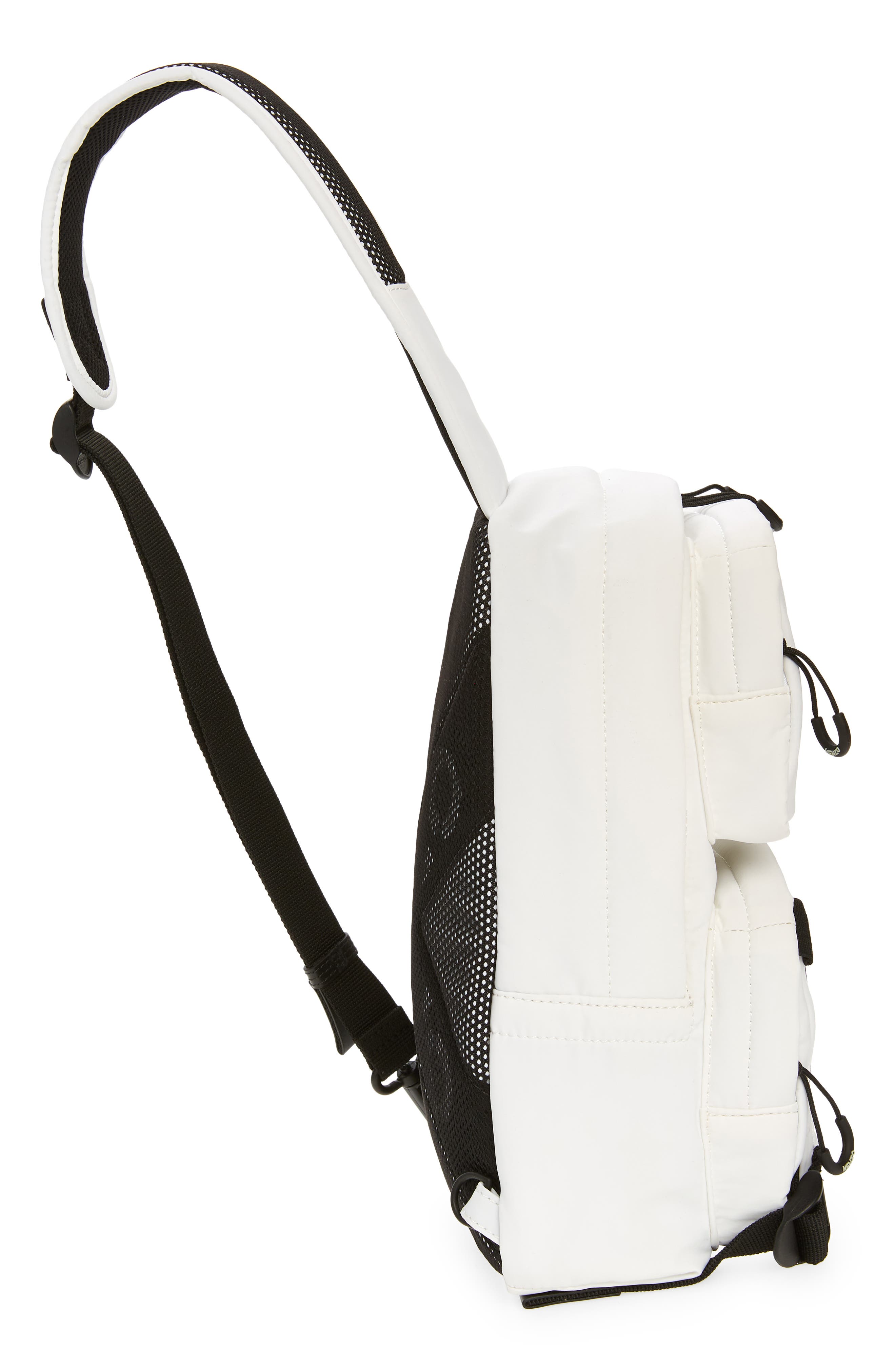 backpack over one shoulder