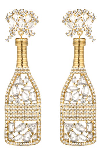 Eye Candy Los Angeles Pop Champagne Cubic Zirconia Drop Earrings In Gold