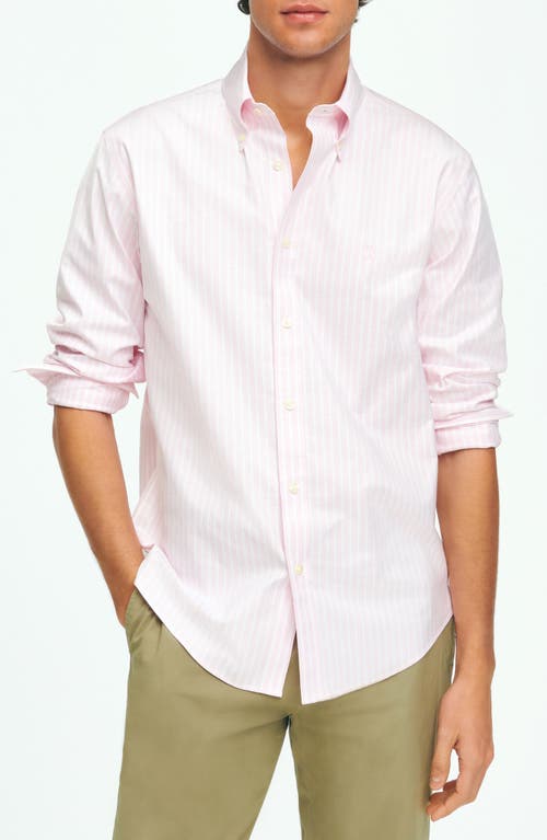 Brooks Brothers Stripe Non-Iron Button-Down Shirt Pinkstripe at Nordstrom,