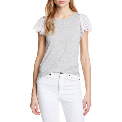 Rebecca Taylor Eyelet Sleeve Top, Grey