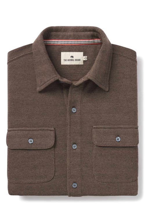 Shop The Normal Brand Textured Knit Long Sleeve Button-up Shirt In Java