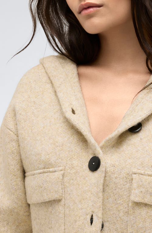 Shop Kenneth Cole Oversize Crop Sweater Hoodie In Heathered Driftwood