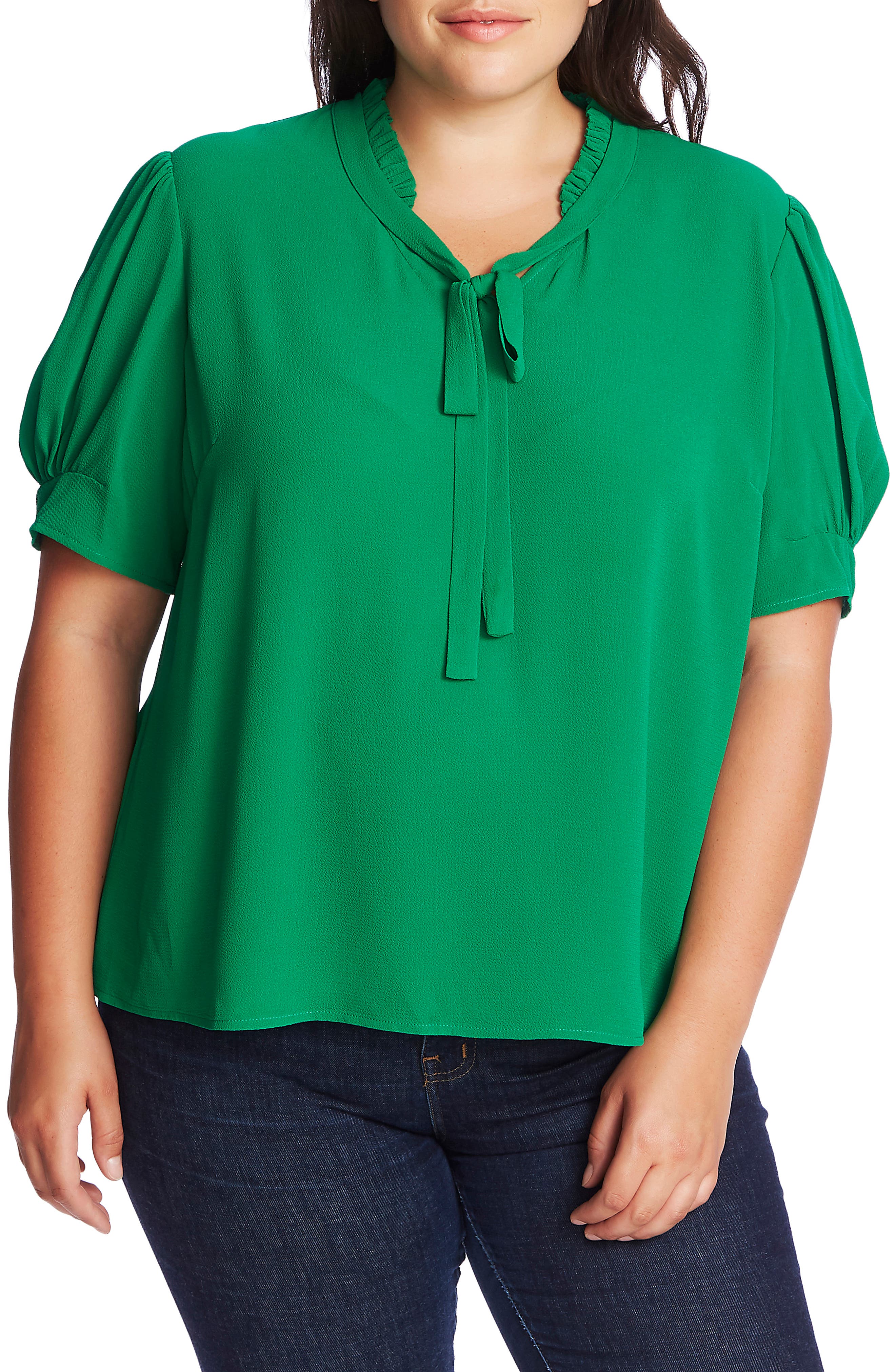 Kelly green plus size tops Clearance