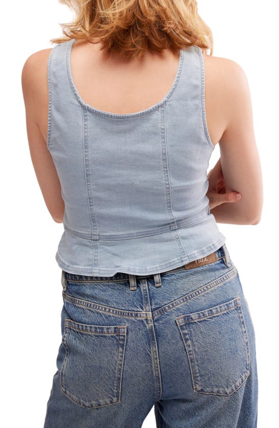 Shop Free People Sally Denim Corset Top In Daylight Sky Combo