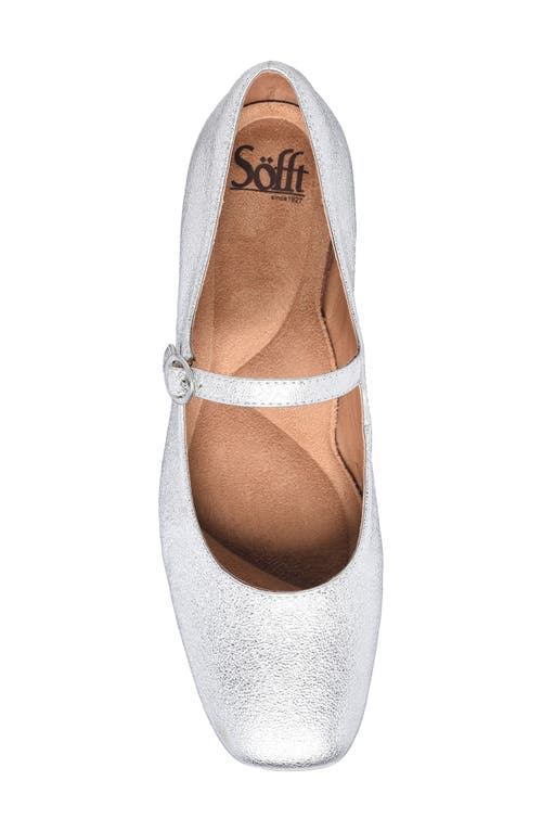 Söfft Sofft Elsey Leather Flat In Silver Metallic