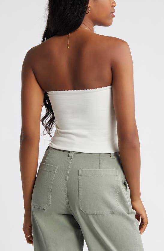 Bp. Scallop Trim Tube Top In White Blanc