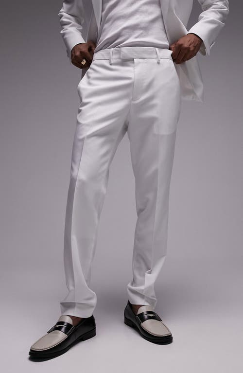 Topman Slim Fit Tuxedo Pants White at Nordstrom,