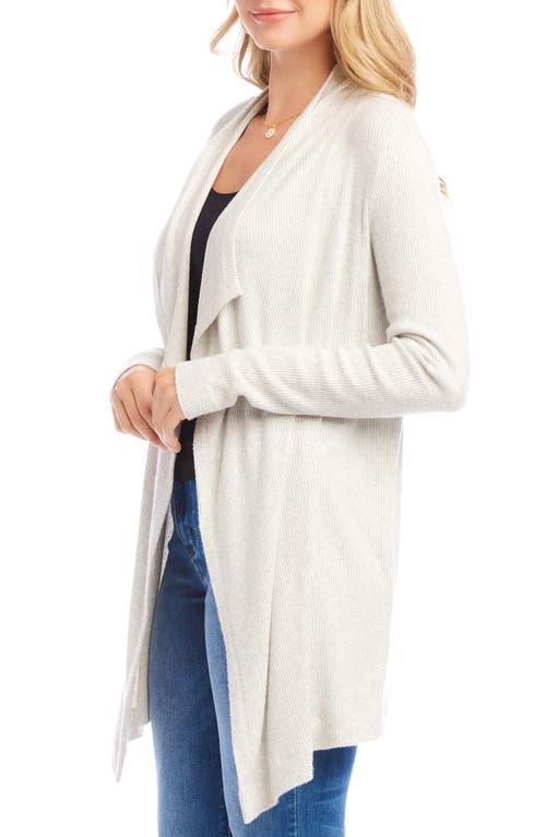 Shop Karen Kane Drape Collar Rib Longline Cardigan In Heather