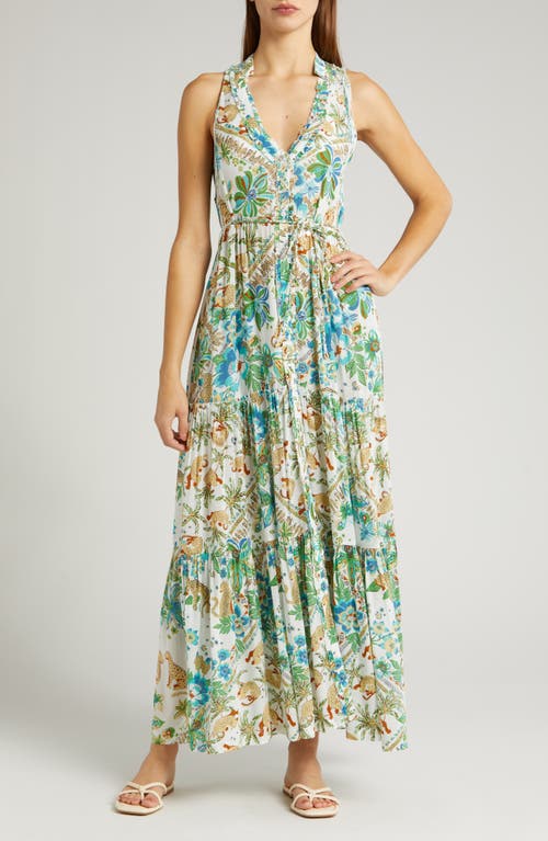 Poupette St Barth Nana Print Sleeveless Cover-Up Maxi Dress Blue Leo Foulard Lob at Nordstrom,