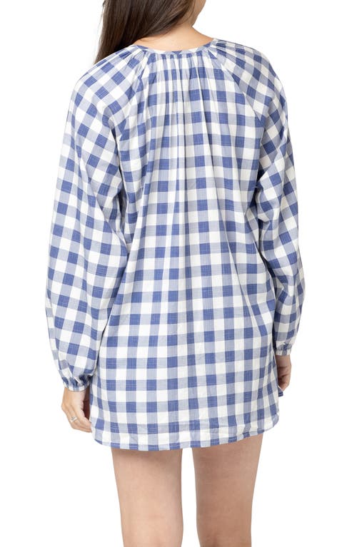 Shop Nom Maternity Provence Print Maternity Shirt In Navy/white Plaid