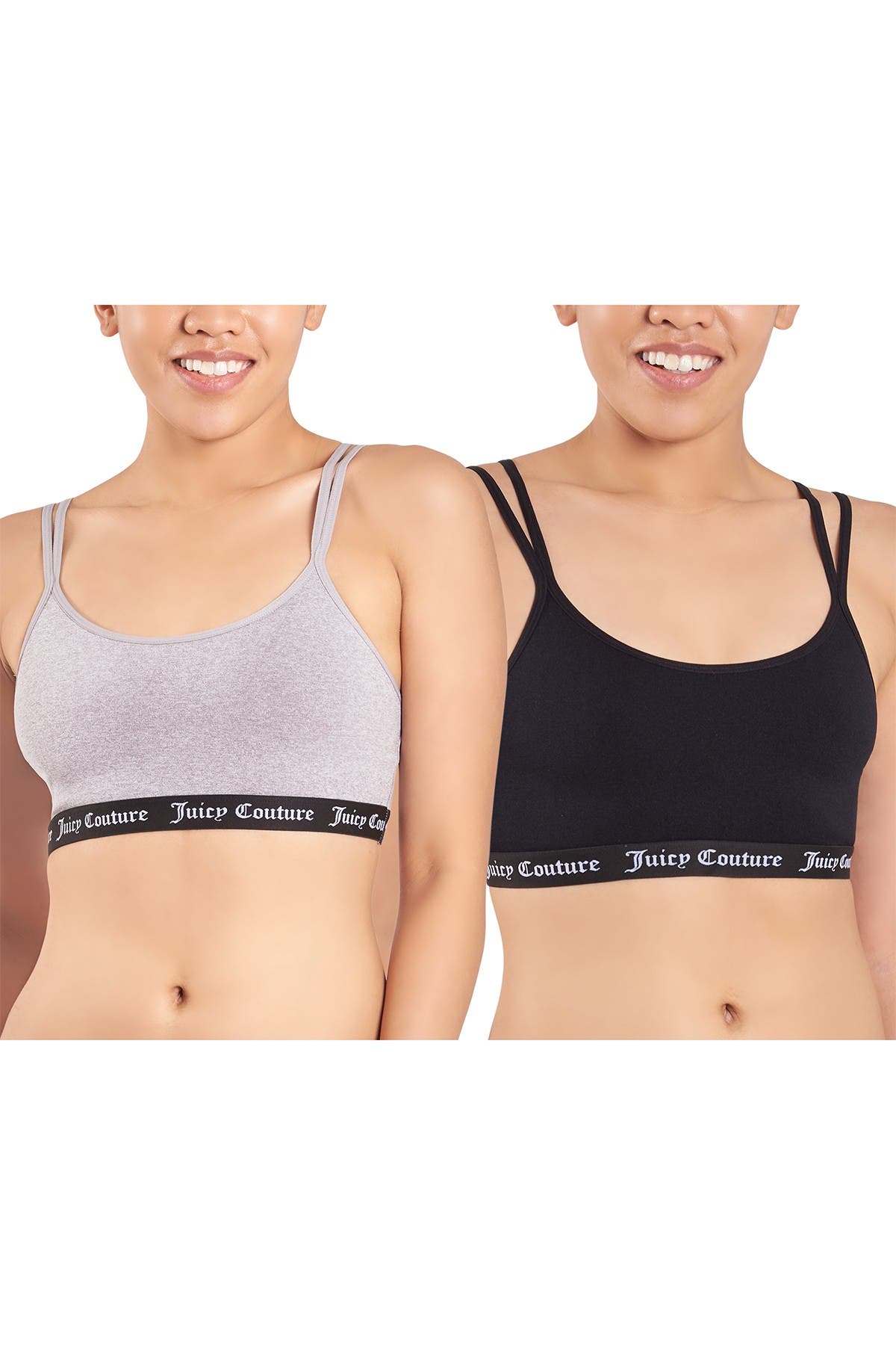 Juicy Couture Seamless Bralette In Light Heather Grey/ Black