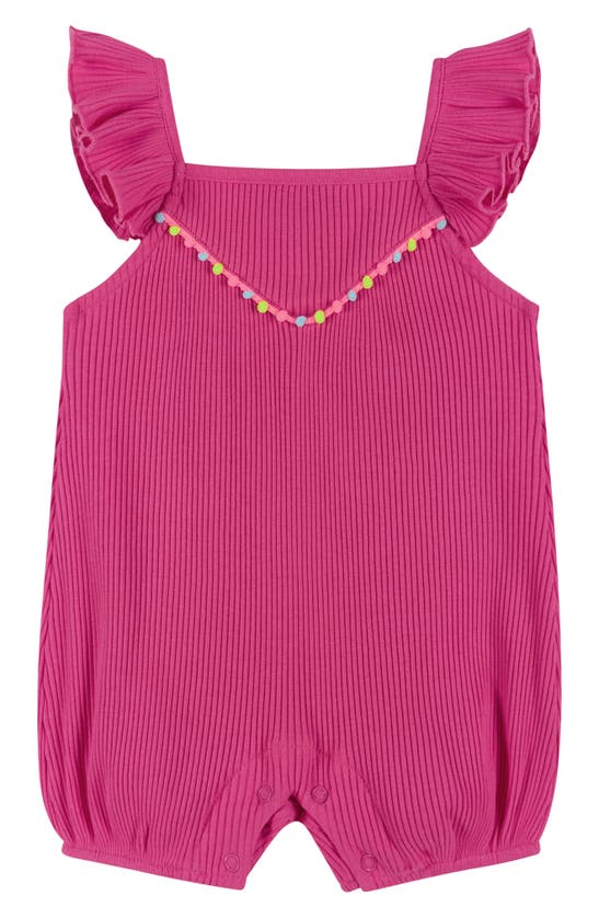 Shop Andy & Evan Rib Knit Romper & Headband Set In Fuchsia