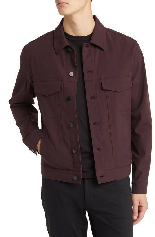 Theory River Cotton Blend Twill Trucker Jacket in Malbec - Wnf