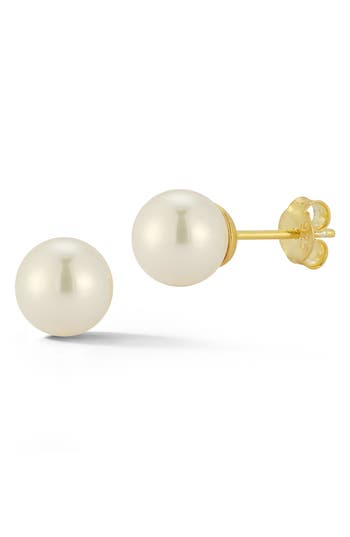 Glaze Jewelry 7.5-8mm Cultured Pearl Stud Earrings In Gold