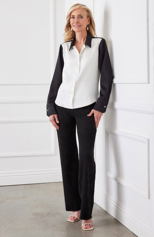 Karen Kane Patch Pocket Wide Leg Linen Pants In Black