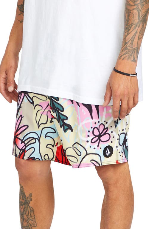 Shop Volcom Sanctorium Swim Trunks In Fog