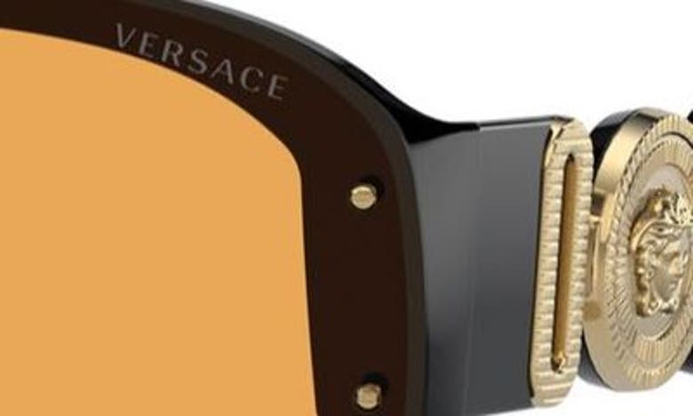 Shop Versace 148mm Shield Sunglasses In Orange