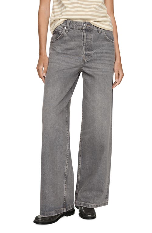 Shop Mango Loose Wide Leg Jeans In Denim Grey