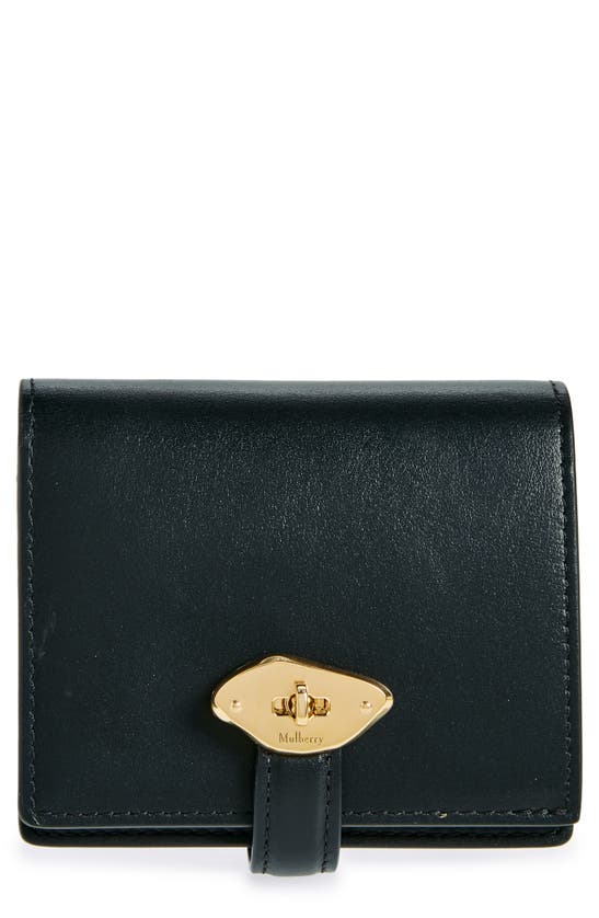 Mulberry Lana Compact High Gloss Leather Bifold Wallet In Black