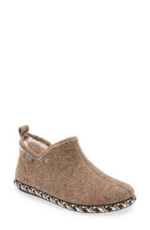Duna Faux Fur Lined Slipper in Taupe