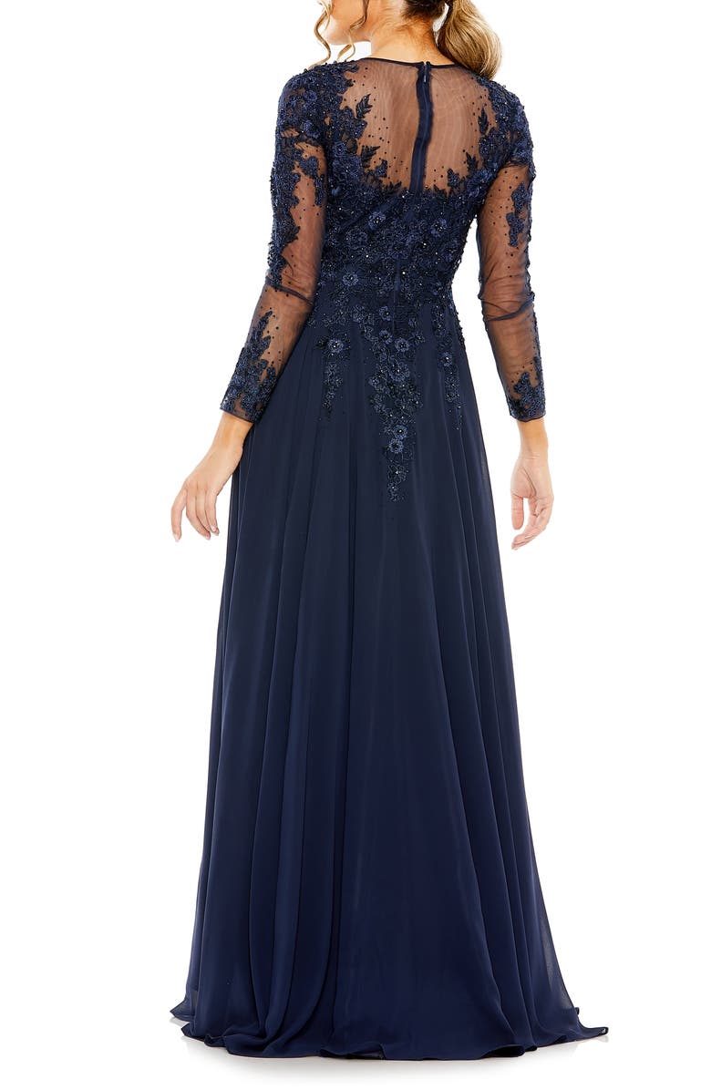 Mac Duggal Embellished Lace Long Sleeve Mesh Ballgown Nordstrom