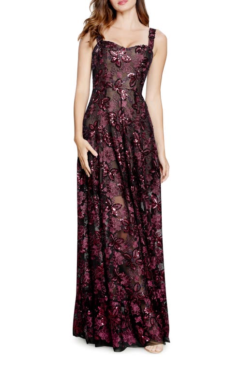 dress the population anabel sweetheart embroidered gown Eliza J Sparkly Long Sleeve V-neck Cocktail Dress EJ1M8812 main image 1
