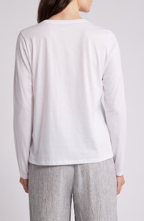 Eileen Fisher Long Sleeve Organic Cotton T-shirt In White