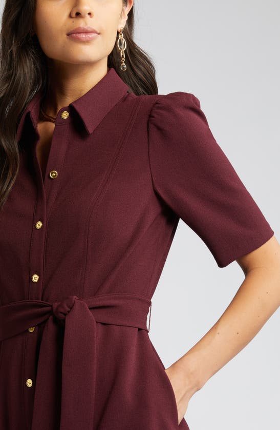 Eliza J Puff Sleeve Shirtdress In Wine