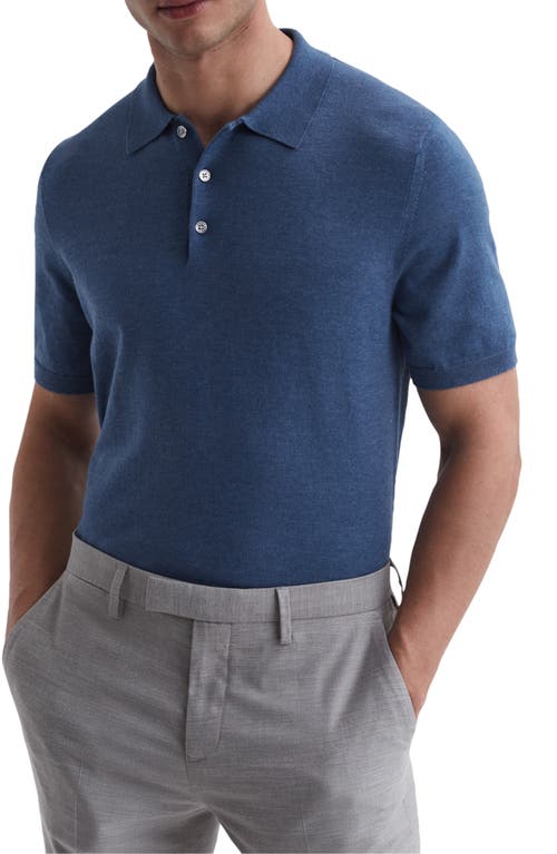 Reiss Wilton Solid Polo in Airforce Blue