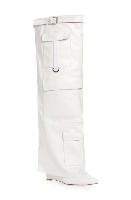 Azalea Wang Alexia Cargo Boot In White
