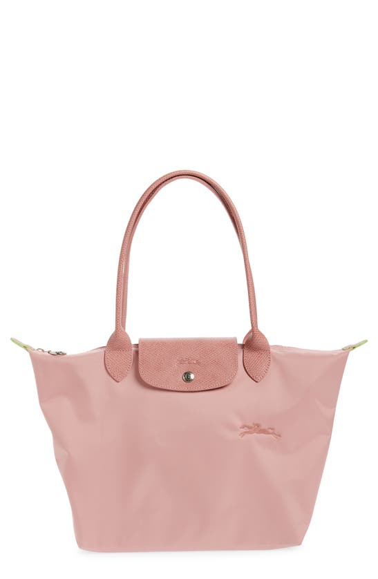 Longchamp Medium Le Pliage Green Recycled Canvas Shoulder Tote Bag In Petal Pink