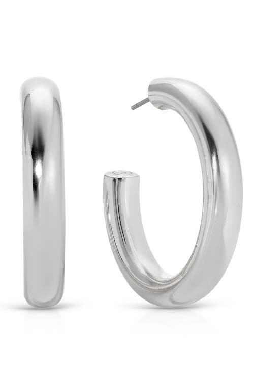 Ettika Large Thick Classic Hoops In Rhodium