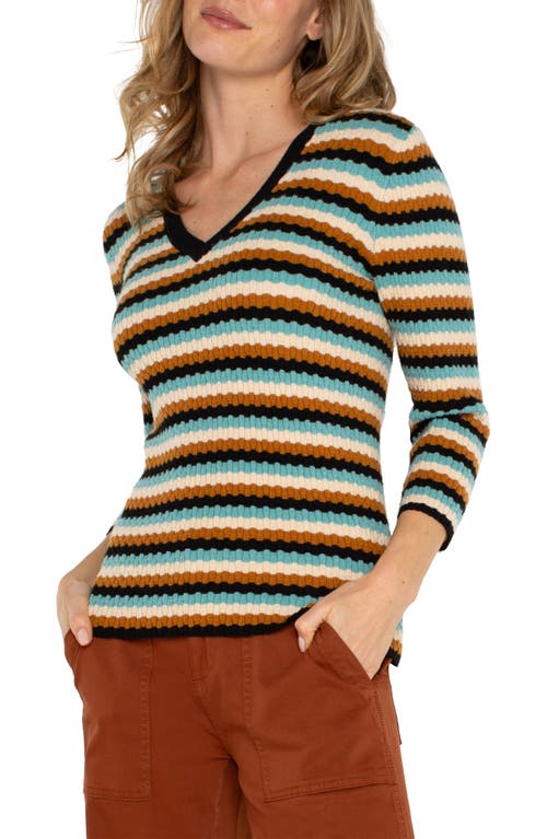 Shop Liverpool Los Angeles Stripe Textured Sweater In Ocean Multi Stripe