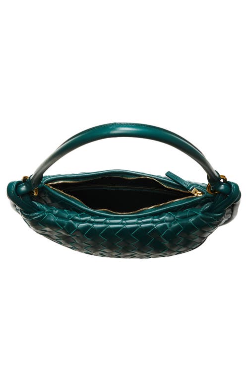 Shop Bottega Veneta Medium Gemelli Intrecciato Shoulder Bag In Emerald Green/brass