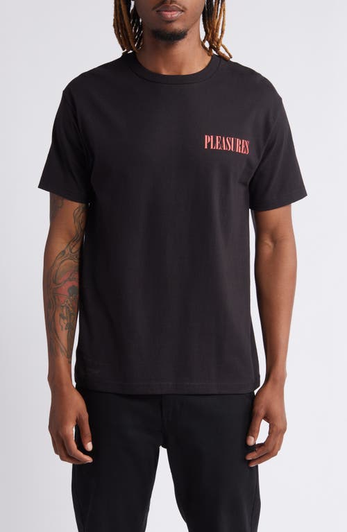 PLEASURES Vertical Cotton Graphic T-Shirt Black at Nordstrom,