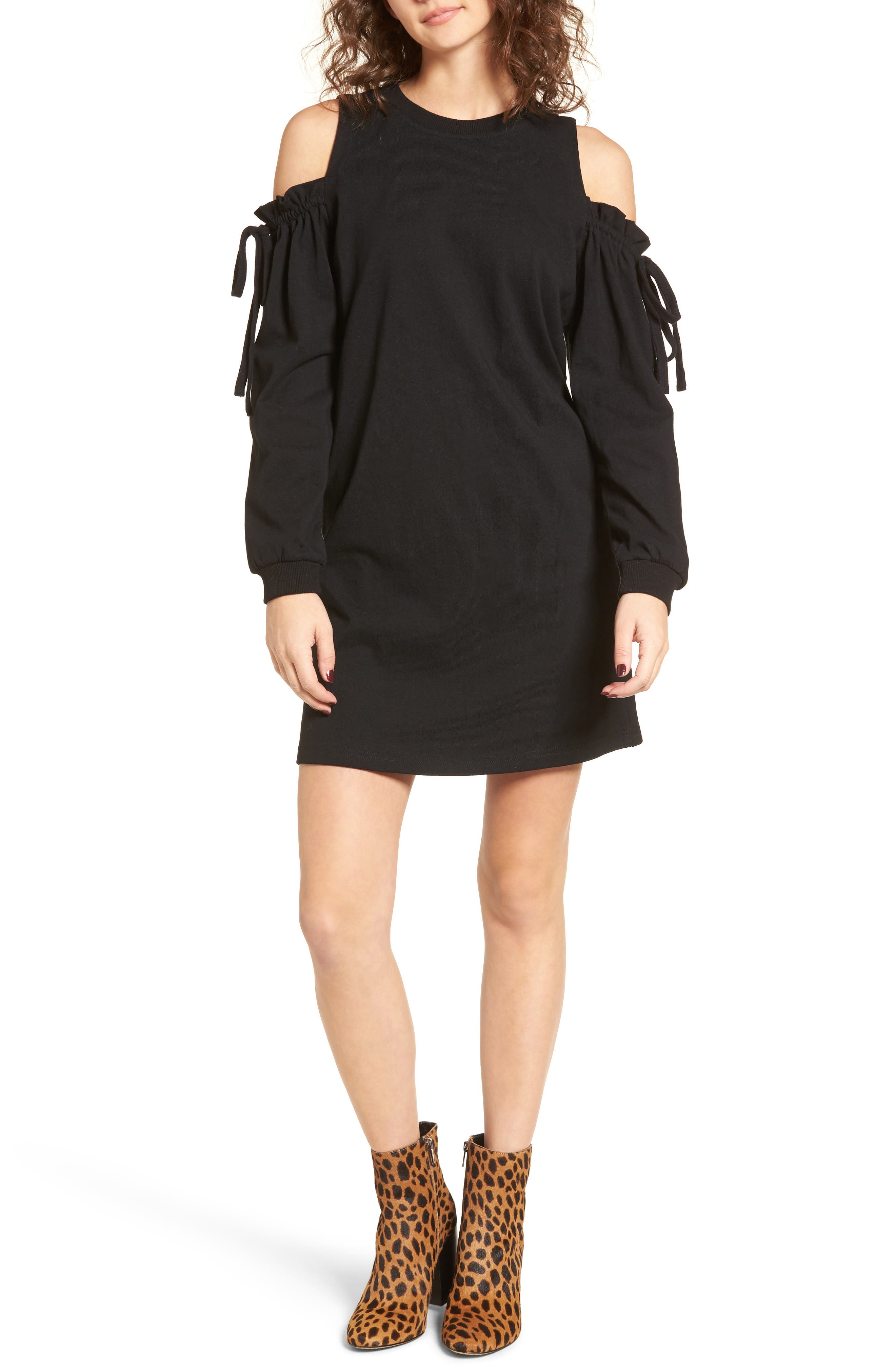 cold shoulder sweatshirt dress