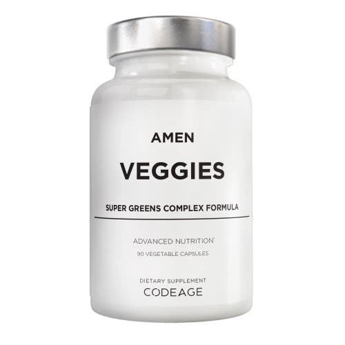 Codeage Amen Veggies, Whole-Food Raw Greens Daily Multivitamin Capsules, Mushroom Complex, Vegan, 90 ct in White at Nordstrom