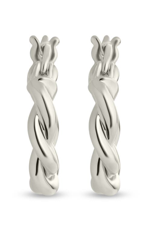 Sterling Forever Hazel Twisted Huggie Hoop Earrings In Silver