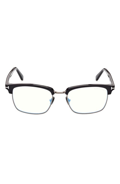 TOM FORD 54mm Browline Blue Light Blocking Glasses in Shiny at Nordstrom