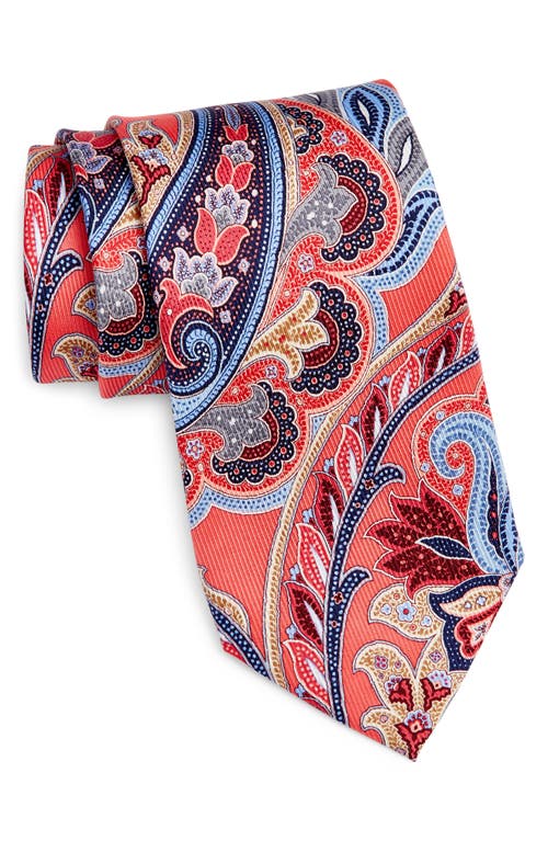 Paisley Silk Tie in Coral