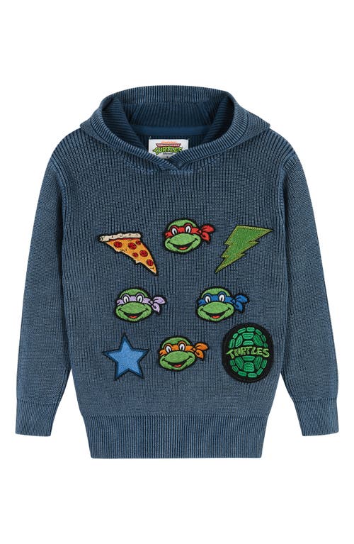 Andy & Evan Kids' x Teenage Mutant Ninja Turtles Appliqué Cotton Sweater Hoodie in Blue Hoodie at Nordstrom, Size 2T