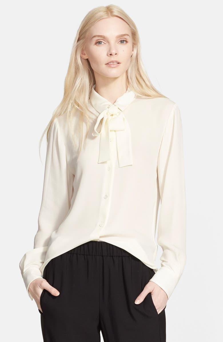 Theory 'Emmanuelle' Tie Front Silk Blouse | Nordstrom