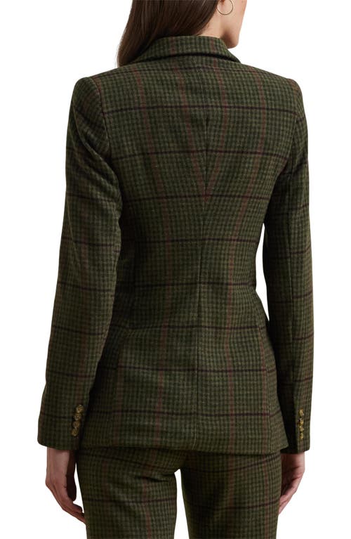 Shop Ralph Lauren Lauren Check Double Breasted Jacket In Olive Multi