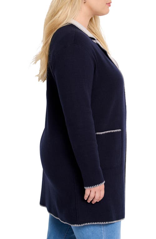 Shop Nic + Zoe Nic+zoe Cool Night Reversible Knit Blazer In Dark Indigo