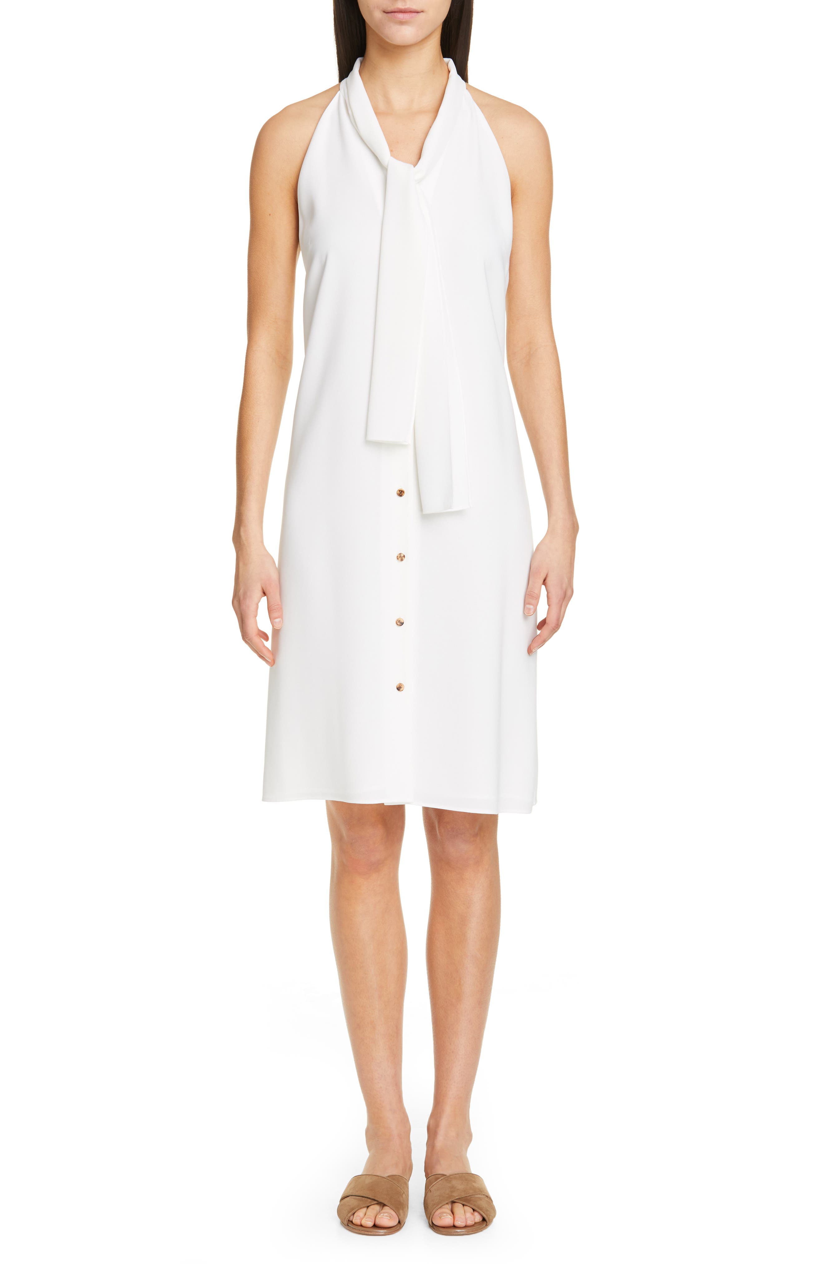 Lafayette 148 New York Amore Finesse Crepe Dress, White