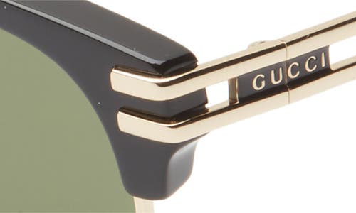 Shop Gucci 54mm Browline Sunglasses In Black Gold Green